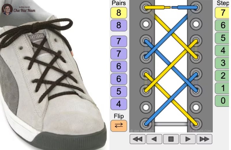 Kiểu buộc Hash (#) – họa tiết đan nổi bật, cá tính mạnh