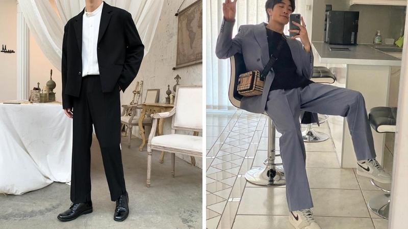 Phối áo thun nam, khoác áo Blazer Hàn Quốc kết hợp cùng quần âu và giày lười